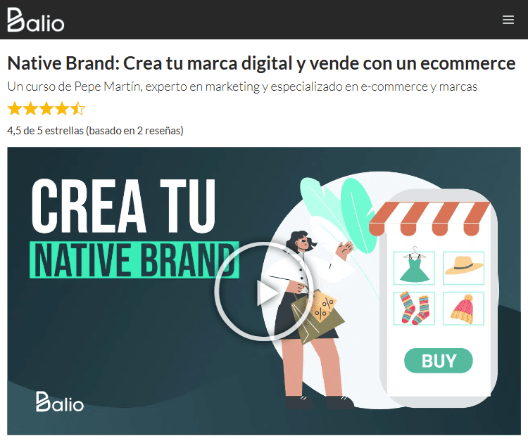 Balio: Native Brand. Crea tu marca digital y vende con un ecommerce Balio: Native Brand. Crea tu marca digital y vende con un ecommerce