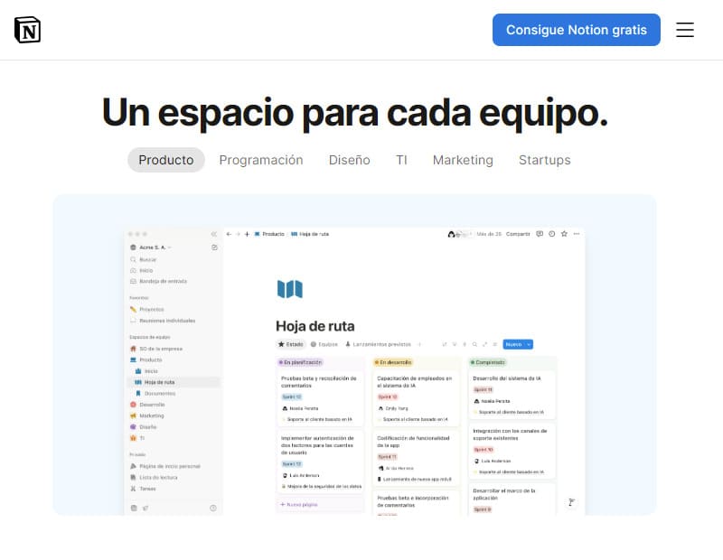 Notion - herramienta gratuita para teletrabajar