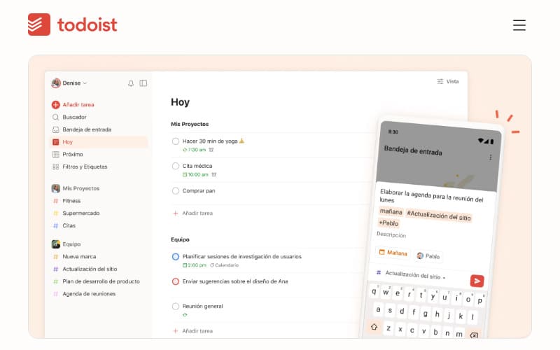 Todoist - herramienta gratuita para teletrabajar